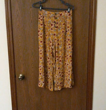 American Eagle Floral Wide Leg Pants High Rise Orange Floral Womens Size Medium