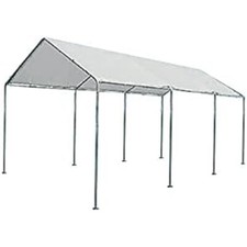 GAZEBO DA GIARDINO "NAMPA" 3x6m TELAIO IN METALLO COPERTURA IN POLIESTERE BIANCO