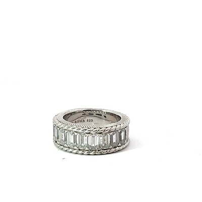 Judith Ripka 925 Silber Ring Band 8 mm Smaragdschliff Lab-Created Zirkonia 5.5