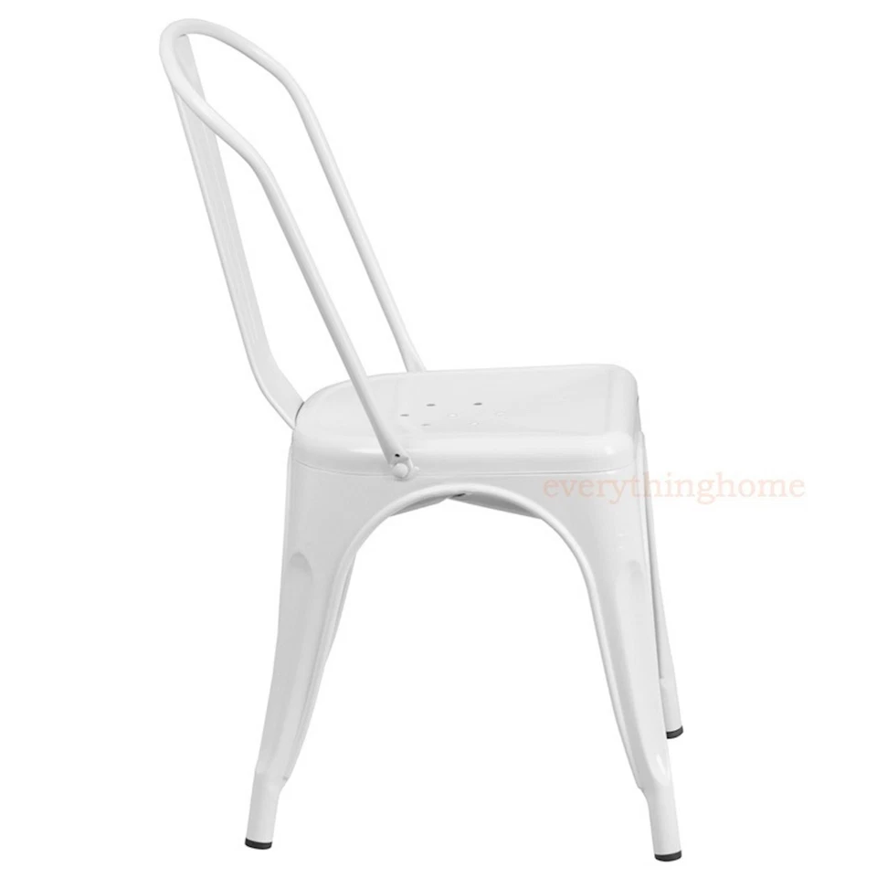 Silla de comedor industrial elegante estilo Tolix pila de metal blanco en 1-4 unidades descuentos Foto 3 de 4