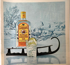 Gordons Distilled London Dry Gin Vintage 1965 Magazine Ad Print Sled