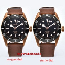 41mm CORGUET Black Sterile Dial NH35A 8215 Sapphire Glass Automatic Mens Watch