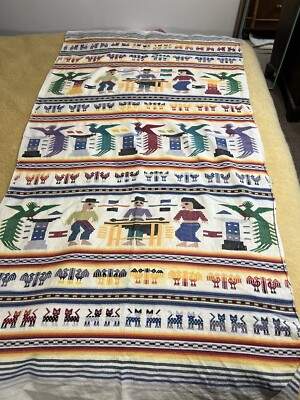 Indianer Kreuzstich Wandbild Wandteppich 36 × 17  Handarbeit bestickt