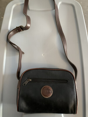 Vintage 90's Esprit Crossbody, Black Tan Textured Leather Purse