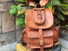 Leather  Backpack Men Bag Shoulder Laptop Travel Rucksack Mens School Retro