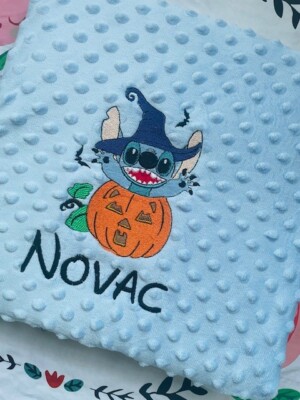 Halloween Stitch personalisierte Decke|Bestickte Decke für Halloween