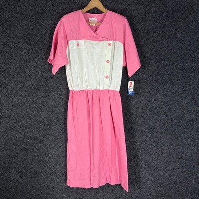 New Karen's Korner Dress Women 18 Plus Pink Sheath Midi V-Neck Button Casual