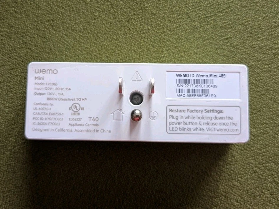 NEW Wemo Mini Wi-Fi Smart Plug - Alexa & Google Assistant White F7C063 - Image 4 of 4