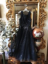 Cachet Vintage Tulle Mesh Black Evening Gown 12