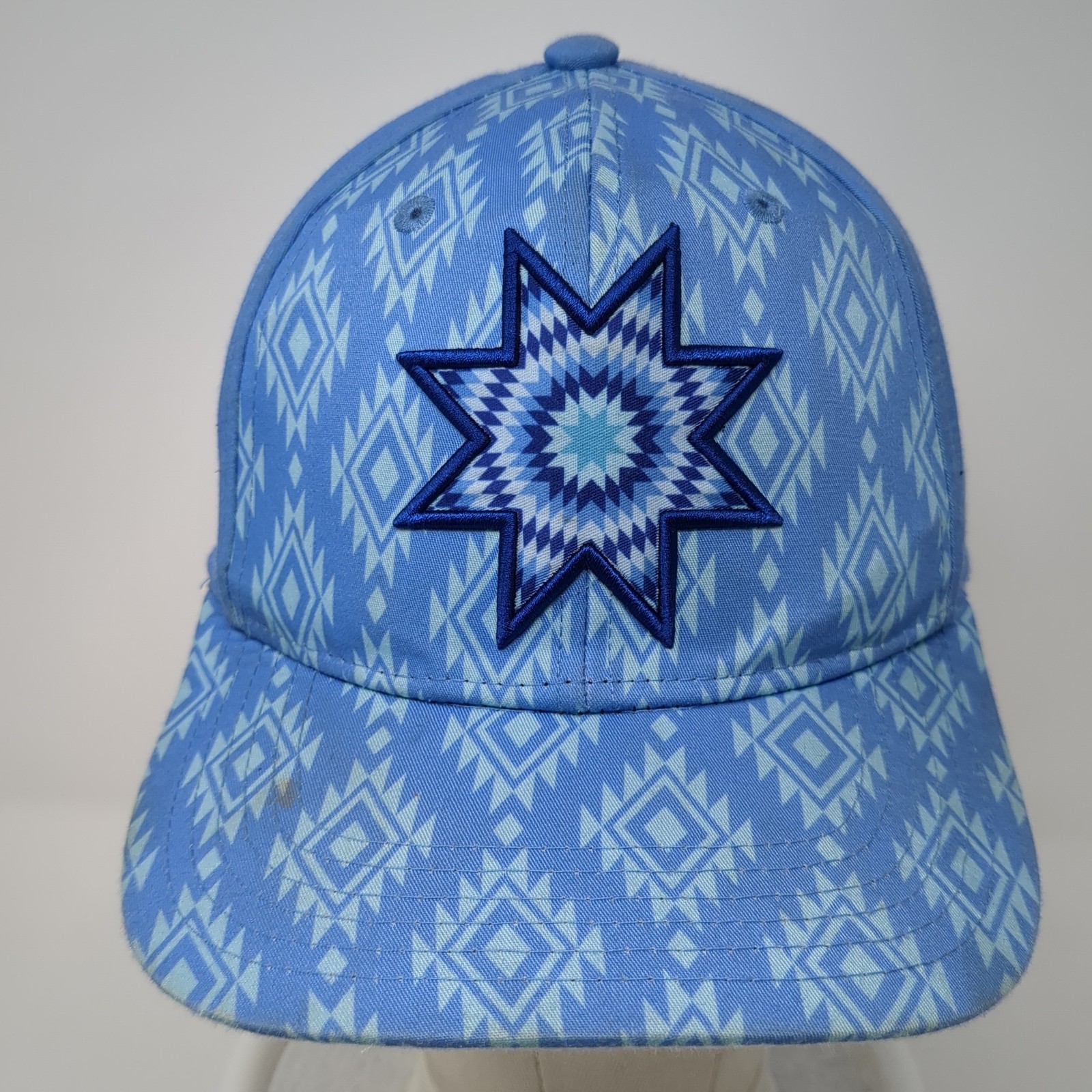 Geometric Pattern Snapback Cap Blue One Size Adju… - image 2