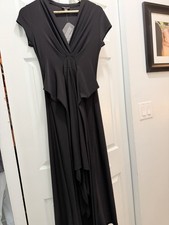 NWT - Iman Black Dress High Low Hem Wrap Detail In Front - Size small