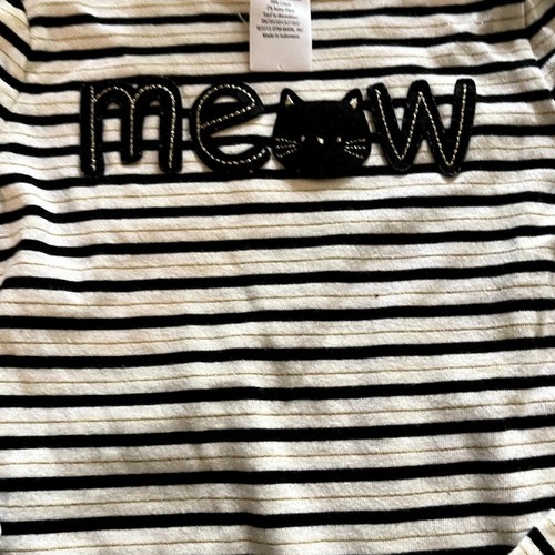 Camisas Gymboree Niñas 4T Rayas Manga Larga (2 Camisas) Blanco y Negro Maullido - Imagen 4 de 14