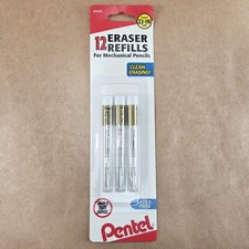Pentel Z2-1N Eraser Refills for Mechanical Pencils - 12 Pack 3 Tubes - NEW
