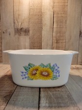 VTG Corning ware Sunsations 3 Liter Quart Sunflower Blue Gingham  Baking Dish