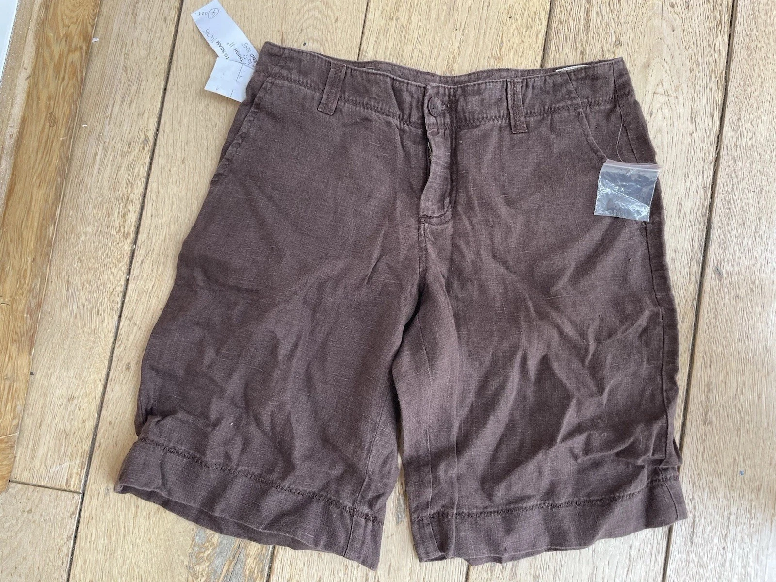 Timberland Vintage 100% Linen Womens Shorts us 4 uk 8 chocolate brown