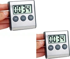 2 Pack Digital Magnetic Countdown Timer with Loud Alarm for Cooking, Baking, ...