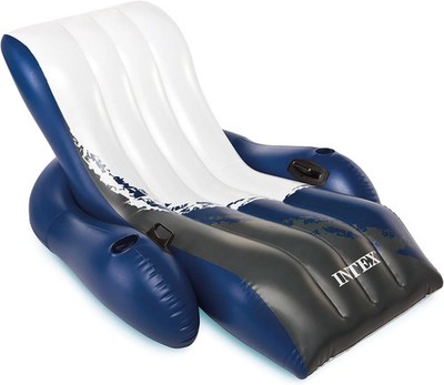 Intex Inflatable Lounge Pool Recliner Lounger Chair with Cup Holders - Heavy-Dut