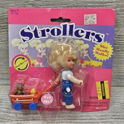 Vintage 1997 Meritus Strollers Wind-Up Walking Doll Bear Wagon New Sealed 11136