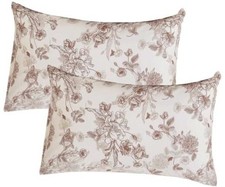 100 Cotton Brown Floral Pillow Cases Standard Size Set of 2, 19'' 29'',