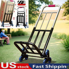330 lbs Stair Climbing Cart Heavy Duty Folding Hand Truck Dolly 6 Wheels  Ropes