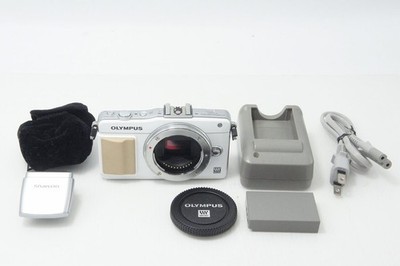 [ Excellent ] OLYMPUS PEN mini E-PM2 White DSLR Camera w/Battery ,Charger,Flash