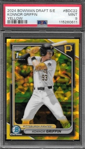 2024 Bowman Draft Sapphire Yellow Refractor 34/75 Konnor Griffin PSA 9