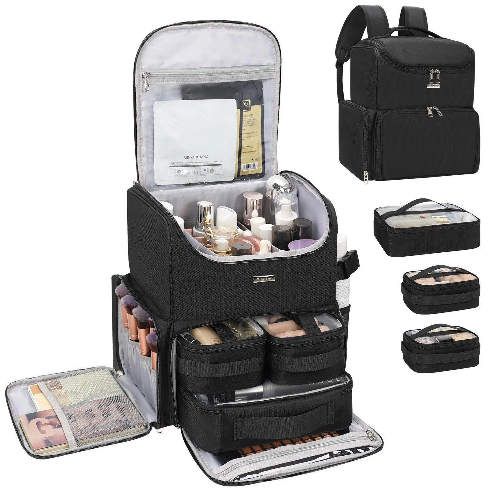 Relavel Makeup Backpack Large Makeup Bag with 3 Clear Set Bags, Dual Layer Pr...
Opens in a new wind