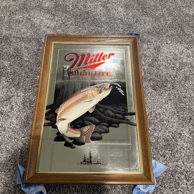 Miller High Life Rainbow Trout Mirror 1992 Wisconsin Wildlife Series 1st