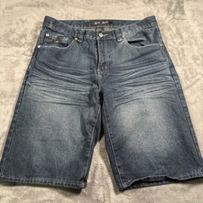 Vintage Y2K Kick Back Baggy Shorts Mens 36 Blue Denim Cotton Jorts Dark Wash