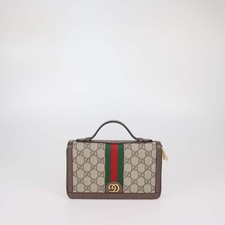 Porta documenti da viaggio Gucci marrone/beige GG Supreme Web