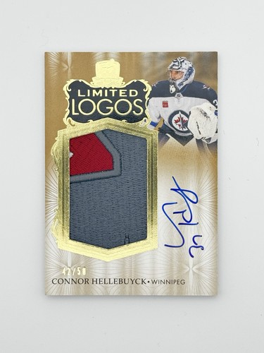 Connor Hellebuyck #LL-HE 2023 Upper Deck The Cup Limited Logos Auto Patch card