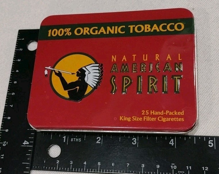 Vintage NATURAL AMERICAN SPIRIT ORGANIC TOBACCO CIGARETTES Empty Beautiful Tin
