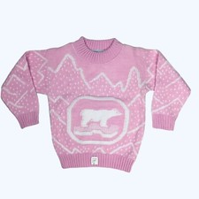Vintage Acrylic Pink Knit Sweater Girls Size 6 90  s K.T. Kemple's USA Polar Bear