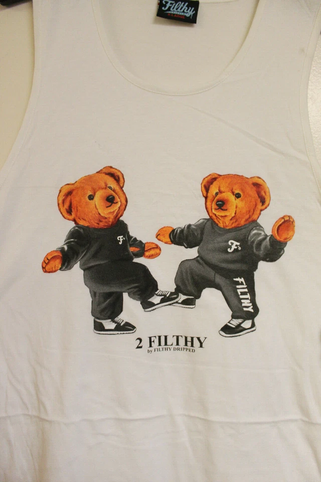 Filthy D. Filthy Dripped Mens Bears White Cotton Tank Top Size XL - Image 2 of 3