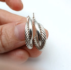14K White Gold Double Hoop Braided Rope Earrings [E330] — photo 5
