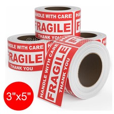 3" x 5" Fragile Handle With Care Thank You Labels Adhesive Stickers 500 Per Roll