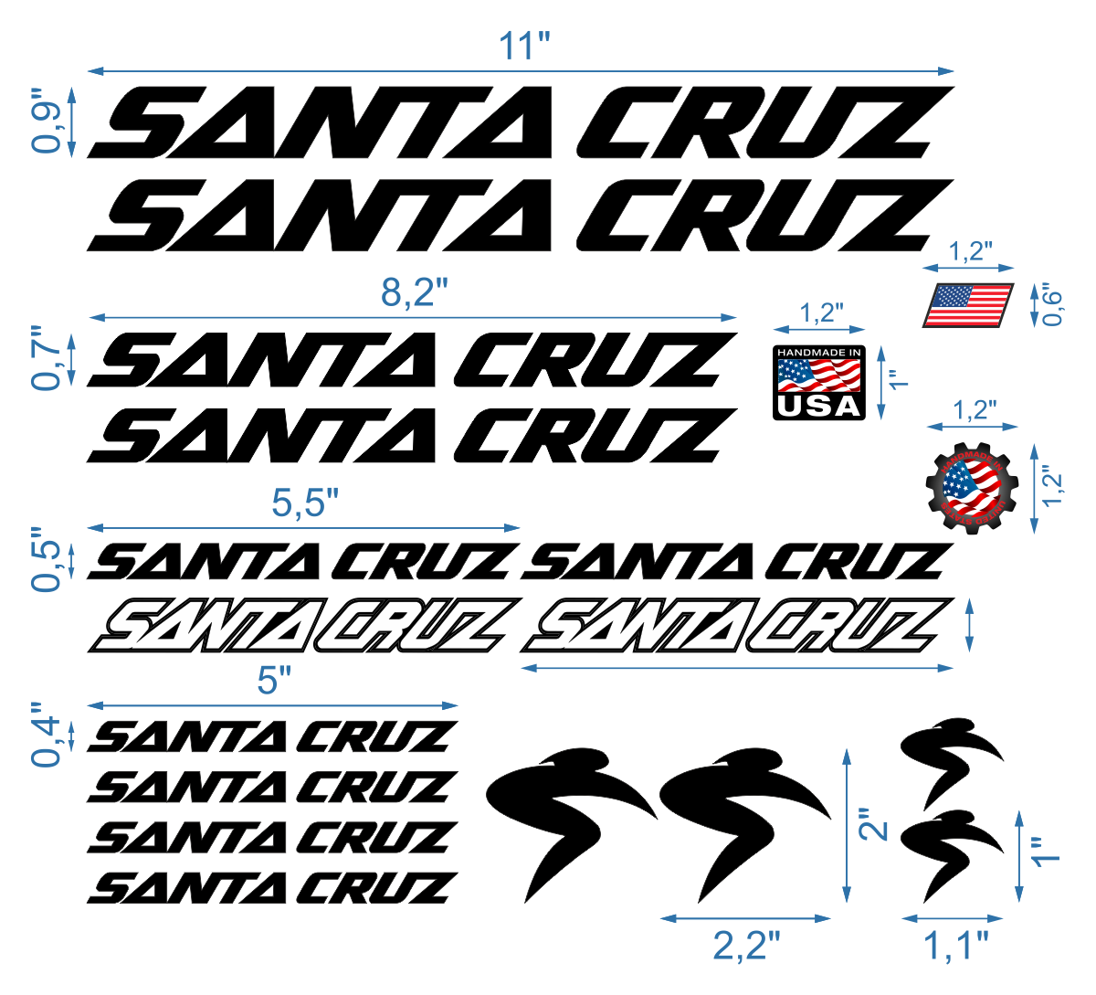 Autocollants Santa Cruz – Die-Cut Stickers Pour Vélo / Déco (Lot /621)