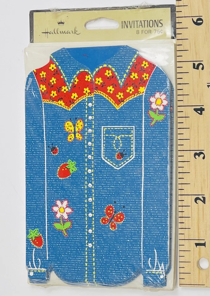 Camisa jeans 3x vintage década de 1970 8 peças (24 no total) HALLMARK Western Party CONVITES NOVA NA CAIXA - Imagem 4 de 4