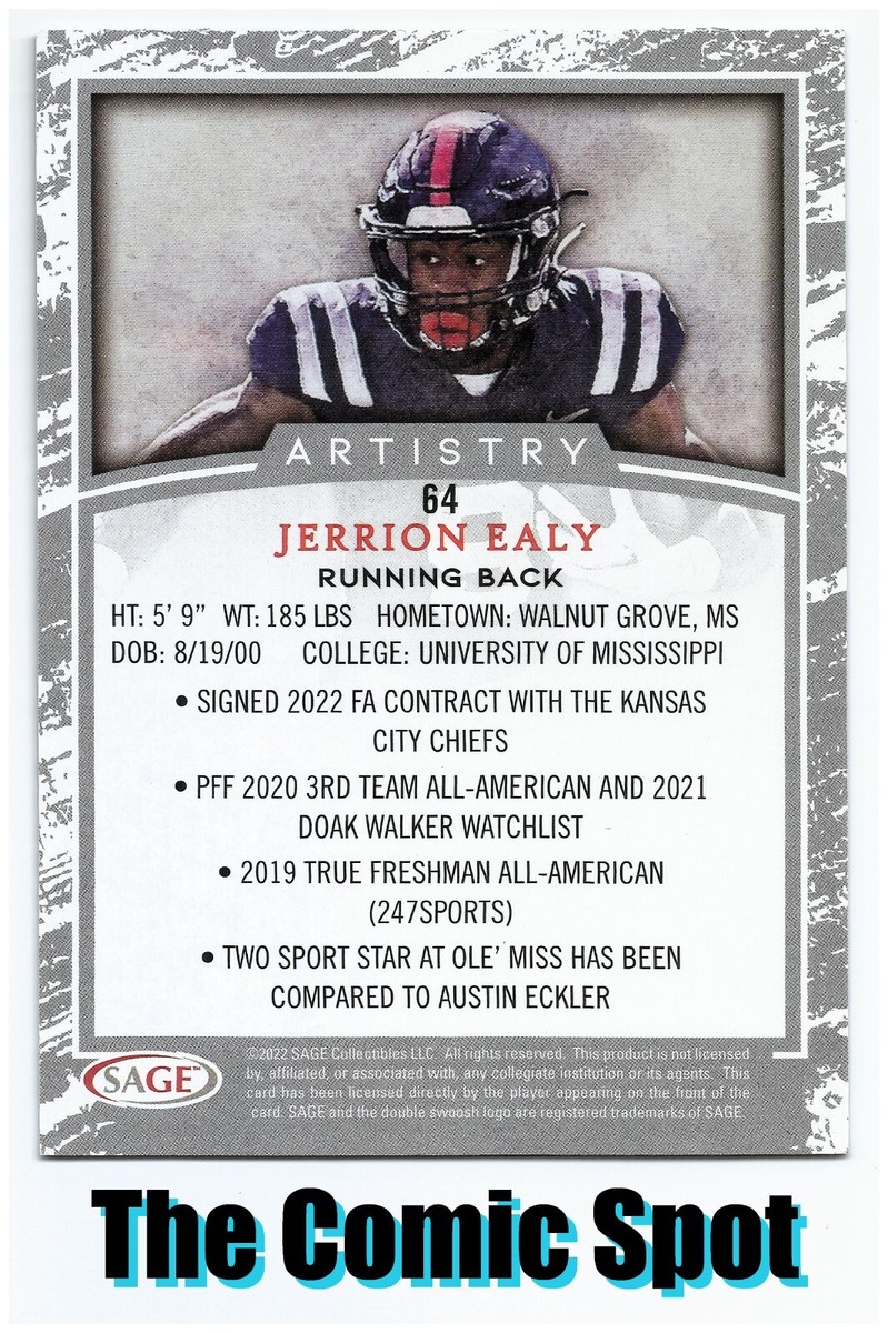 2022 SAGE ARTISTRY JERRION EALY #64 RC ROOKIE CARD OLE MISS