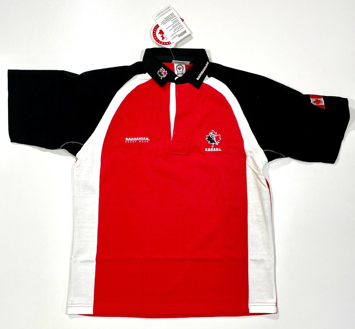 BARBARIAN ラガーシャツ　XL(CANADA SIZE) Vintage Barbarian Rugby Shirt Size XL Striped Canada USA