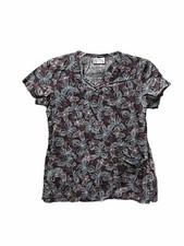 White Cross Butterfly Pattern Size XS Scrub Top Style 617ZBU