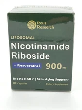 Reus Research NAD+ Liposomal Nicotinamide Riboside 900 mg - 80ct - Exp 11/2027