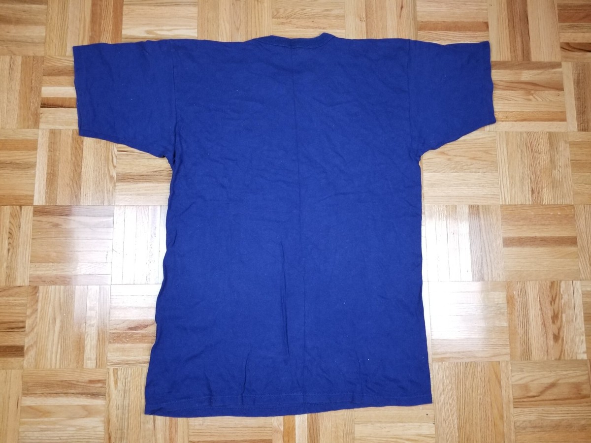 VINTAGE 80' CHAMPION BLANK NAVY COTTON T-SHIRT SZ LARGE | eBay