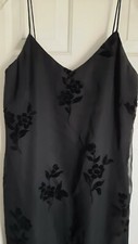Velvet Burnout Slip Dress Black Vintage Warren Petites 10 P women Whimsigoth y2k