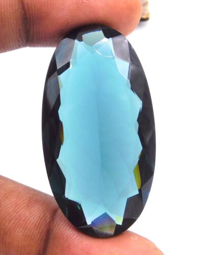 Multi Cut Oval Loose Lab Created Gemstone 25x47 MM For Pendant Making P-2986 - Picture 15 of 15