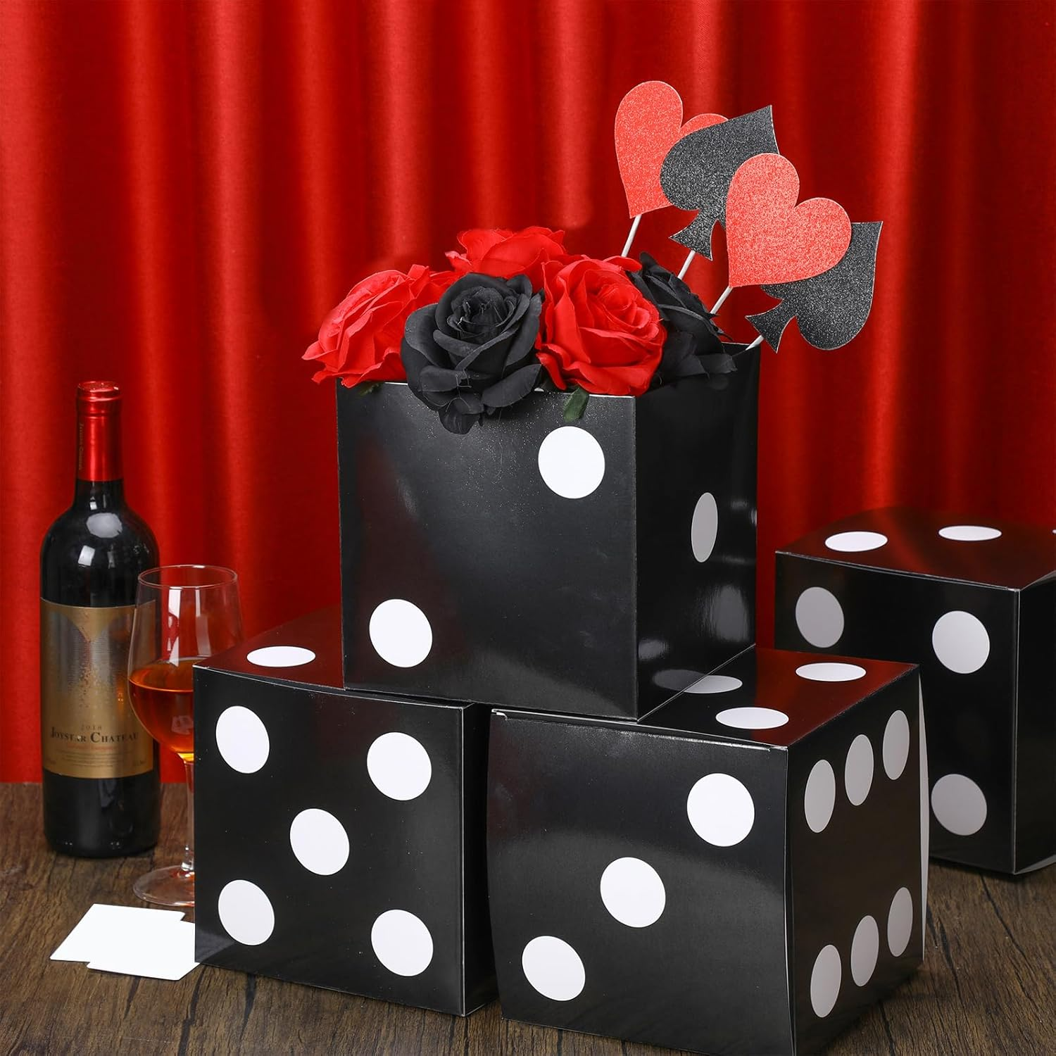 6 Pcs Casino Dice Favor Boxes Bulk 7 X 7 X 7 Inch Casino Themed Party Supplies N