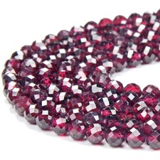 4MM Natural Purple Red Garnet Micro Faceted Round 15.5 inch 80017910-P83 
