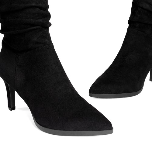 Women Classic Slouchy Boots Pointed Toe Stilettos High Heel Mid Calf Boots - Picture 10 of 18