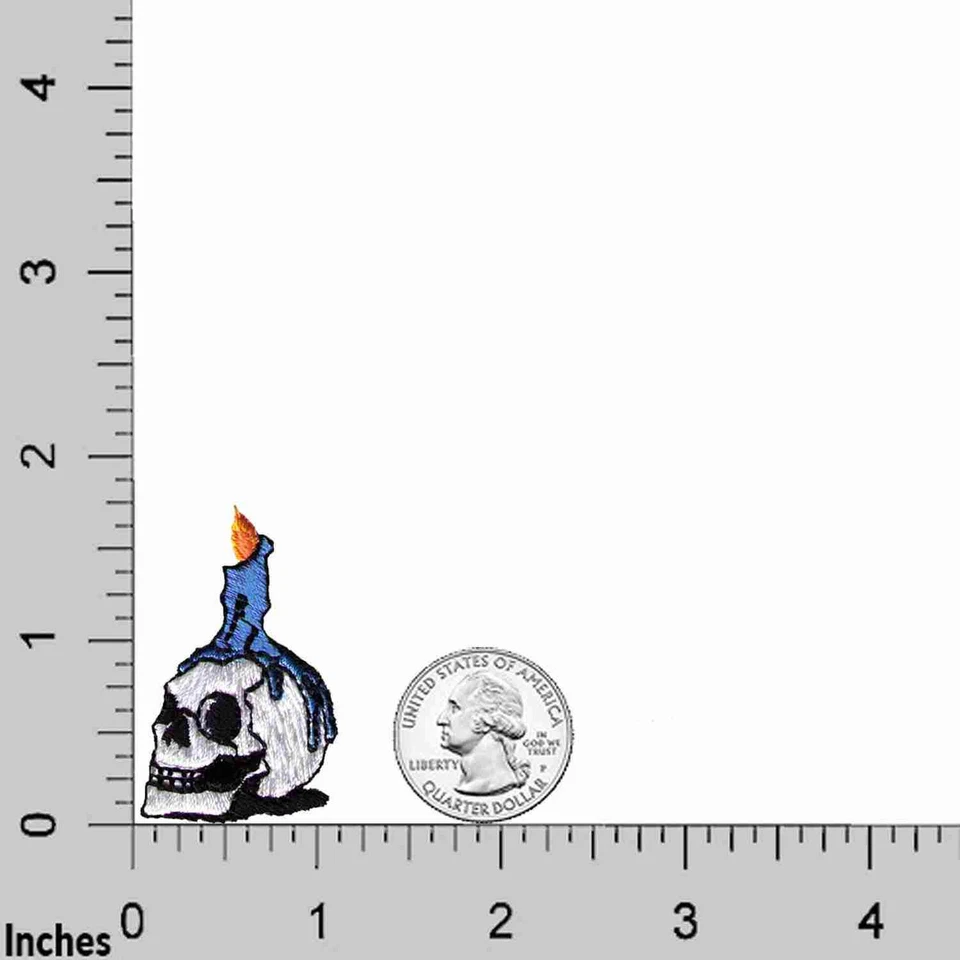 Parches de calavera con velas (paquete de 5) apliques de parche bordados de Halloween para hierro Foto 2 de 3
