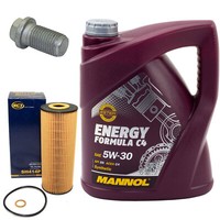 MotoröL Set 5W30 5 Liter + ÖLfilter SH 414 P + Schraube FüR Mercedes C-Klasse